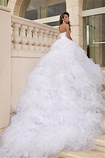 Tulle White Sweetheart Wedding Dresses 2022 Chapel Train Sleeveless Bridal Dreses_1