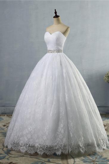 TsClothzone Stylish Tulle Appliques Ball Gown Wedding Dresses Sweetheart Sleeveless Bridal Gowns with Beading Sash_4