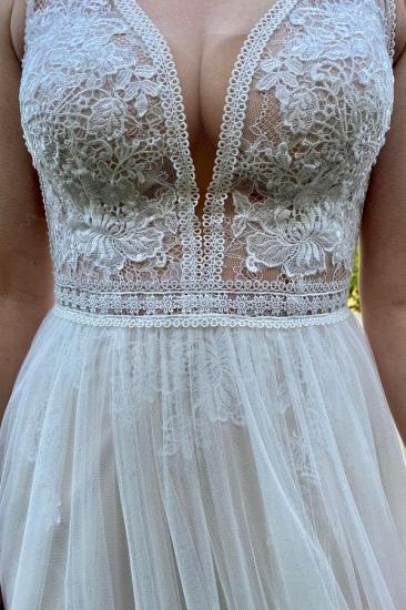 Designer A-Line V-Neck Sling Lace Wedding Dress | Boho wedding dresses cheap_2