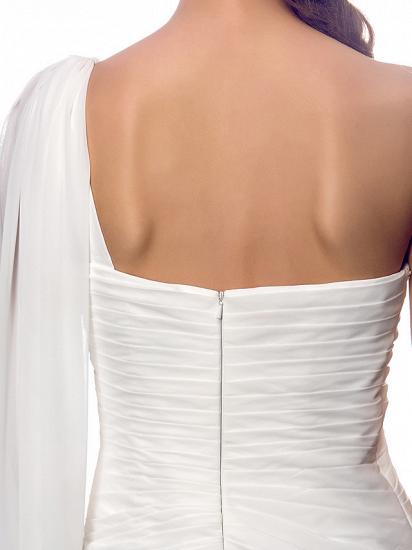 Einfaches Etui-Hochzeitskleid, eine Schulter, Chiffon-Träger, Land, Vintage-Brautkleider, Sweep-Zug_8