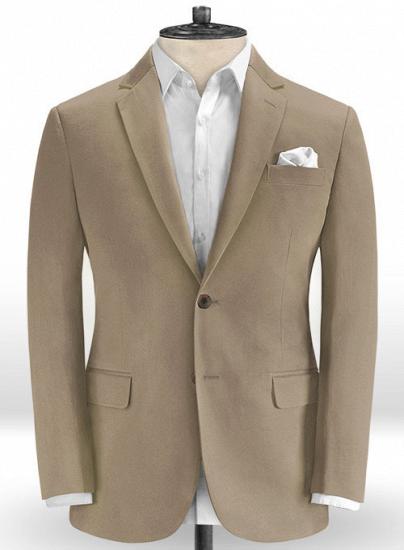 Dark beige cotton notched lapel suit | two-piece suit_2