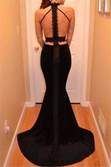 Sexy Mermaid Black Lace Evening Dresses 2022 High Neck Prom Gown_3
