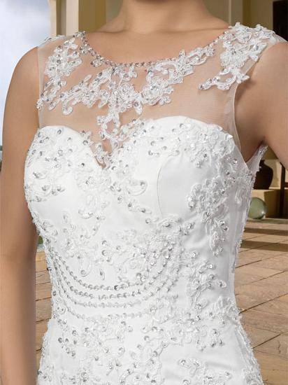Country Plus Size Mermaid Wedding Dress Scoop Lace Regular Straps Bridal Gowns with Court Train_4