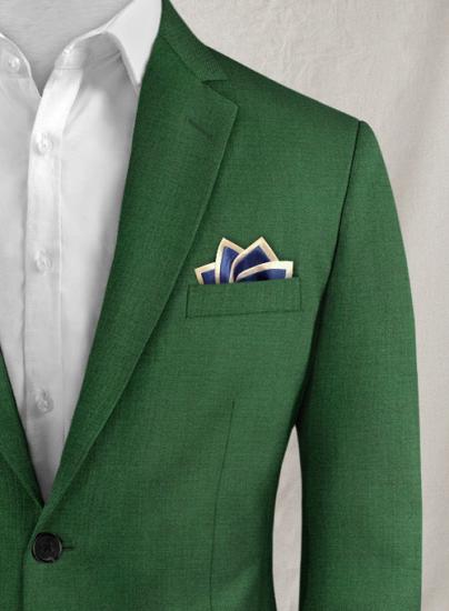 Anzug mit fallendem Revers aus grüner Wolle | zweiteiliger Anzug_3