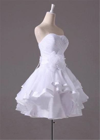 White Sweetheart Ruffles Mini Wedding Dress Latest Organza Short Summer Bridal Gowns_2