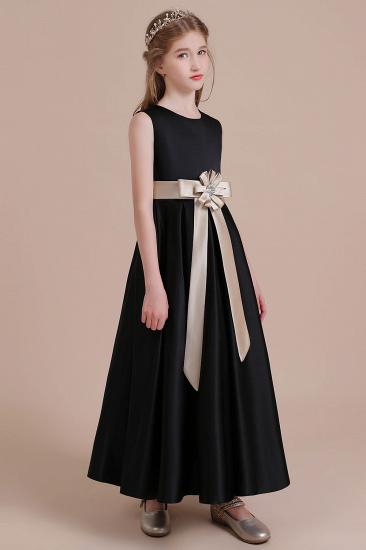 Cute A-line Satin Flower Girl Dress |Cute Sleeveless Little Girls Dress for Wedding_5