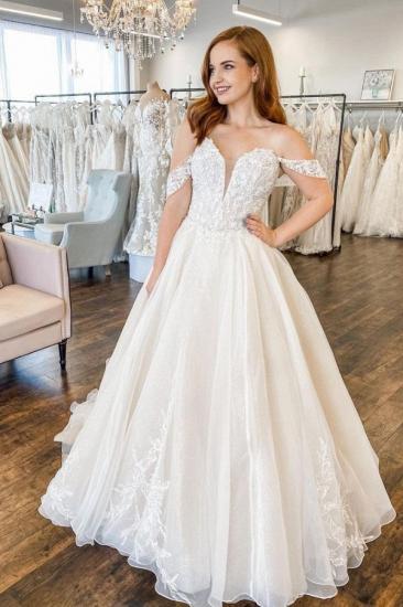 White/Ivory Off Shoulde A-line Bridal Dress