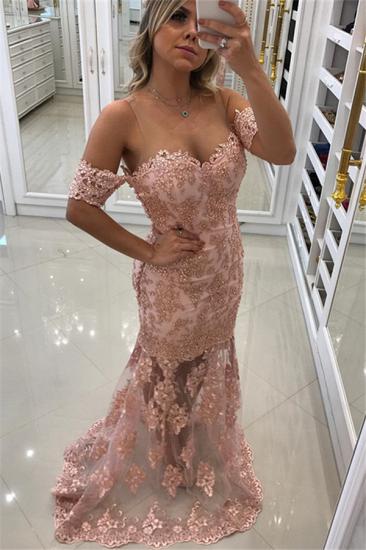 Elegant Off-the-Shoulder Pink Mermaid Prom Dresses 2022 Appliques Evening Gowns with Beadings