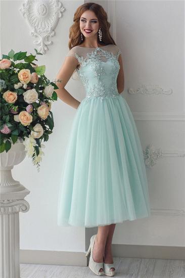 Pretty Short Mint Green Bridesmaid Dresses | Beading Appliques Lace Up Tulle Maid of Honor Dresses