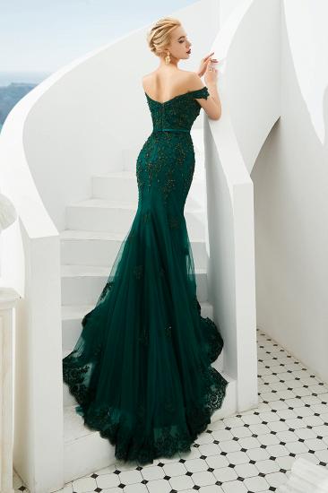 Harvey | Emerald green Mermaid Tulle Prom dress with Beaded Lace Appliques_4