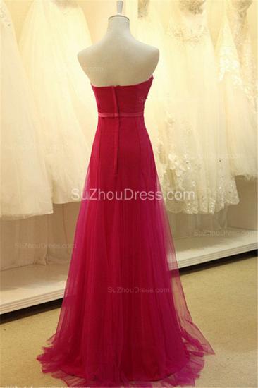 Elegant Sweetheart Applique Fushcia Tulle Dresses for Junior A Line BeautifuL Long Custom Prom Dresses with Flowers_2