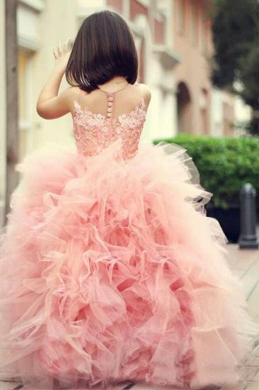 Lovely Pink Sweet Little Flower Girls Dress Puffy Cute Cheap Girls Pageant Dresses_2