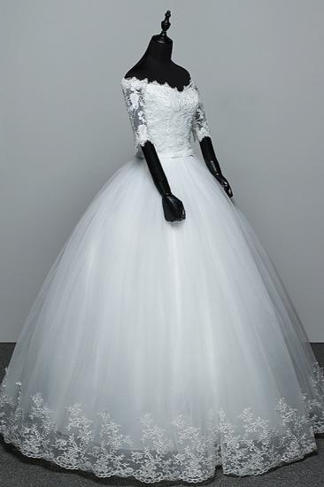 TsClothzone Wunderschönes schulterfreies Hochzeitskleid mit Herzausschnitt, Tüll, Spitze, weiße Brautkleider mit halben Ärmeln_4