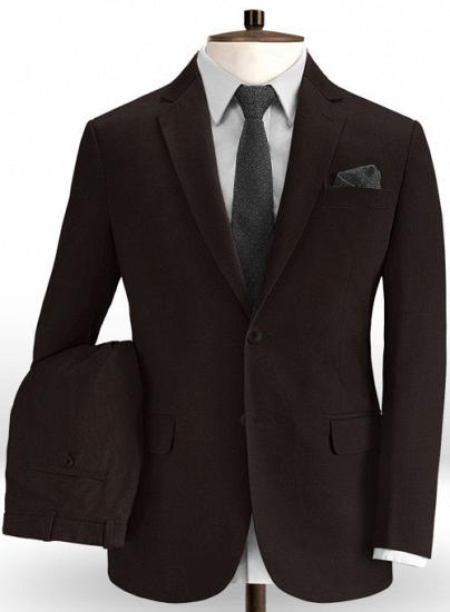 Brauner Anzug mit fallendem Revers aus feinem Twill | zweiteiliger Anzug_1