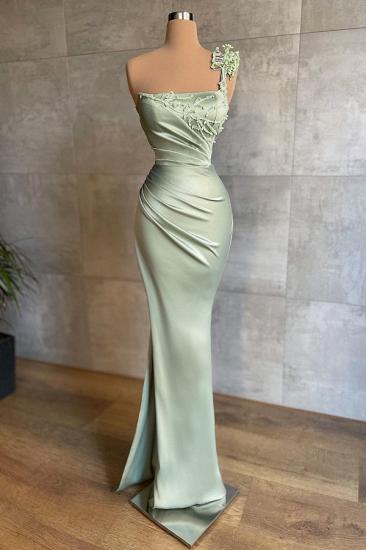One-shoulder Satin Mermaid Floor-Length Prom Dress_1