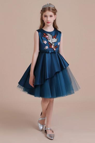 Cute Tulle A-line Flower Girl Dress | Embroidered Satin Little Girls Pegeant Dress Online_5