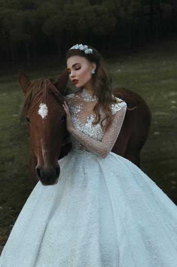 High Neck Sparkly Pailletten Vintage Brautkleider | Roayl Langarmkleider für Hochzeiten