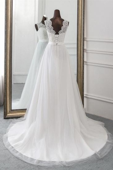 TsClothzone Elegant Tullace Jewel Ärmellose Weiße Brautkleider mit Applikationen Online_3
