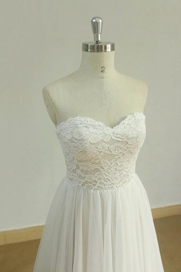 Sexy Schatz-weißes Tüll-Hochzeitskleid | Lace A-Linie Rüschen Brautkleider_4