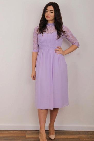 Elegant Lilac Chiffon Formal Dress  Ankle Length Half Sleeves