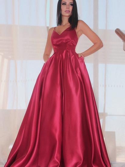 Luxury ball gown Red sweetheart a-line prom dress_5