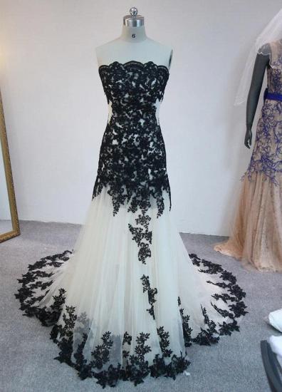 Latest Strapless Court Train Lace Prom Dress Custom Made Tulle Formal Occasion Dresses_1
