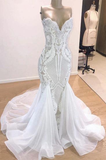 Elegant Sparkle Mermaid White Wedding Dress | Sweetheart Bridal Gowns with Chapel Train
