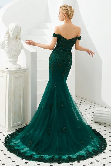Harvey | Emerald green Mermaid Tulle Prom dress with Beaded Lace Appliques_6