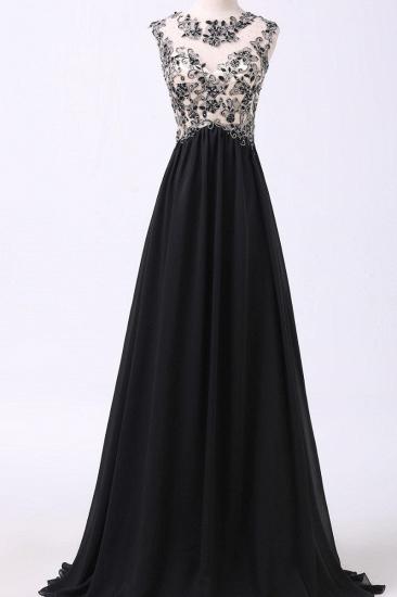 Elegant Black Chiffon Long Evening Dress Popular Lace Plus Size Prom Gown
