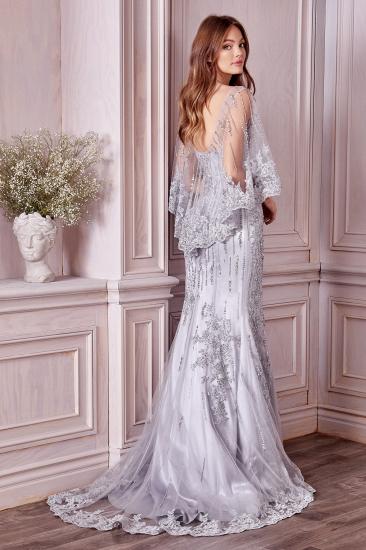 Charming Sleveless Sequins Mermard Evening Gown with Sleeve Cape_2