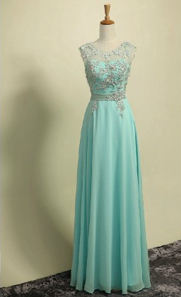 A-Line Sleeveless Appliques Evening Dresses 2022 Jewel Floor Length Prom Gowns_2