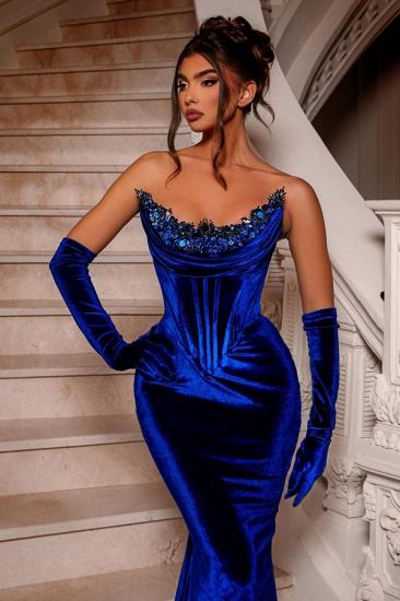 King Blue Long Prom Dresses Cheap | Velvet prom dresses glitter_4