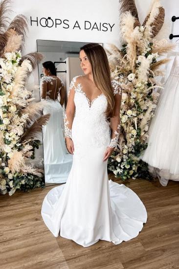Wedding dress mermaid with sleeves | Satin Wedding Dresses Online_1