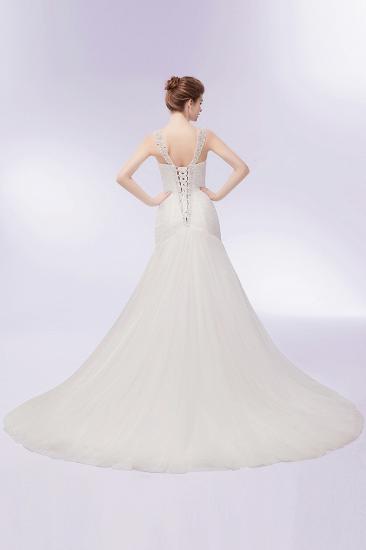 WENDY | Mermaid V-neck Floor Length Tulle Wedding Dresses with Crystals_10
