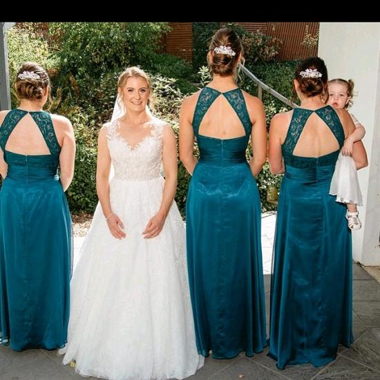 Summer Jewel Open Back Lace Sleeveless Bridesmaid Dresses | Sexy Backless Affordable Floor Length Lace Maid Of Honor Dresses_2