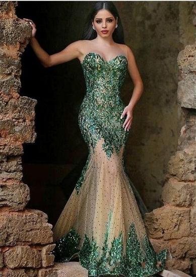 Glamorous Sleeveless Mermaid Prom Dresses Appliques Beadings Women's Party Gown