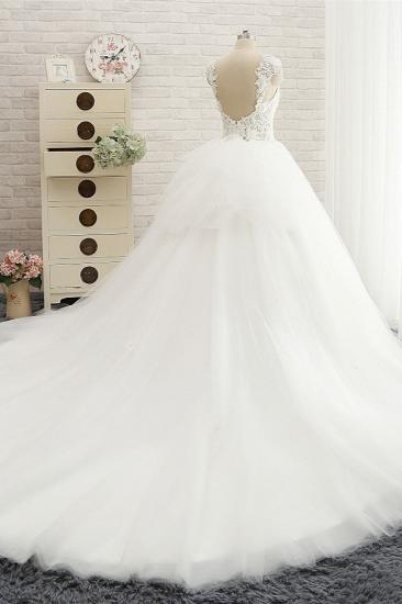 TsClothzone Chic Straps Sleeveless Tulle Wedding Dresses With Appliques White A-line Bridal Gowns Online_3