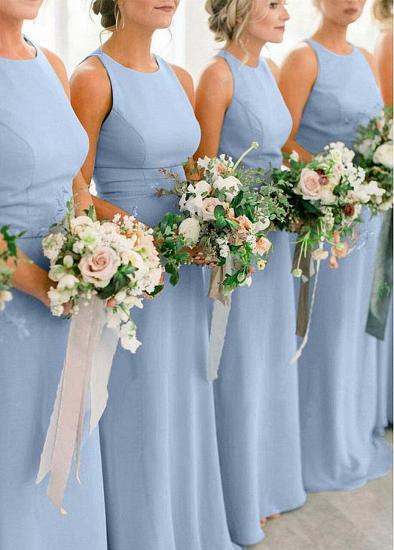 Kaufen Sie günstiges Chiffon-Juwelenblaues bodenlanges Etui-/Säulen-Brautjungfernkleid_2