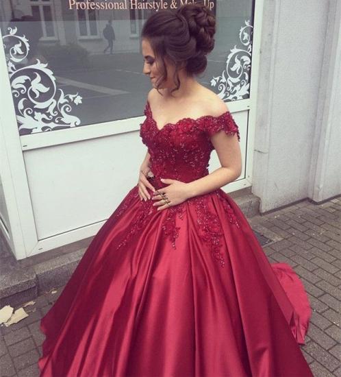 Delicate Off-the-shoulder Beading Ball Gown Prom Dress_2