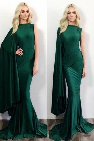 Einfache Meerjungfrau Grün One-Shoulder-Abendkleid Neueste Rüschen Formelle Kleider für besondere Anlässe_1