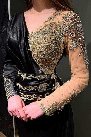 Elegant evening dresses long black | prom dresses with sleeves_2