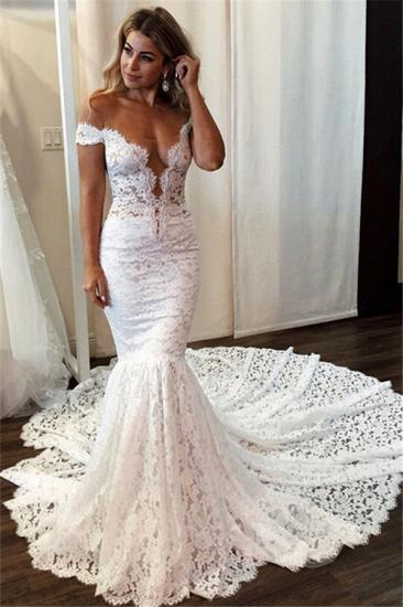 Simple Lace Mermaid Wedding Dresses | Sexy Off-the-Shoulder Bridal Gowns 2022_2