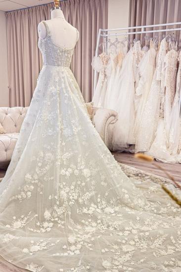 Sweetheart sleeveless lace wedding dress_3