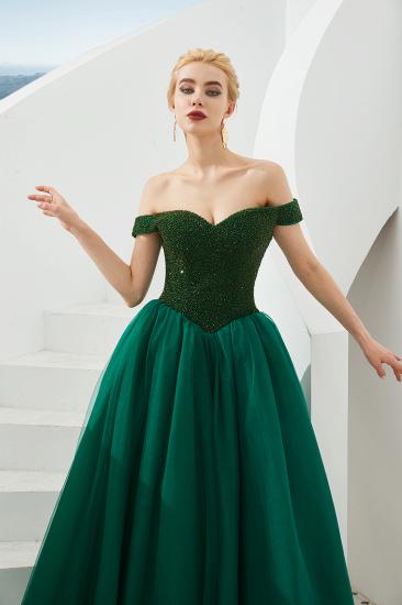 Harry | Elegant Emerald green Off-the-shoulder Ball Gown Dress for Prom/Evening_9