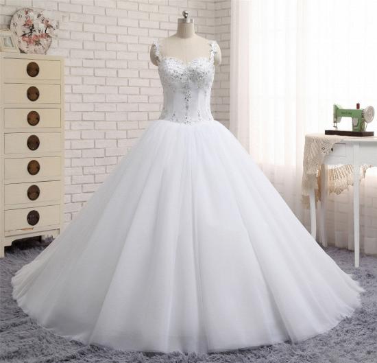 TsClothzone Stunning White Tulle Lace Wedding Dress Strapless Sweetheart Beadings Bridal Gowns with Appliques_7