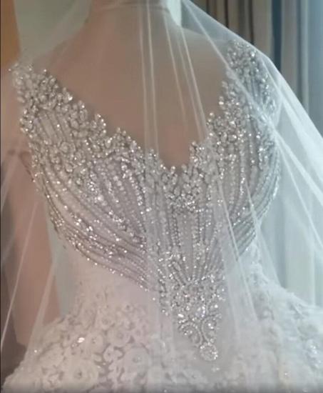 Sparkle V-neck Ball Gown Princess Bridal dresses for Wedding_4