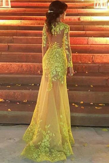 Elegant Lace Long Sleeves Sweetheart Party Dresses With Detachable Skirt | Yellow Tulle Evening Gowns_2