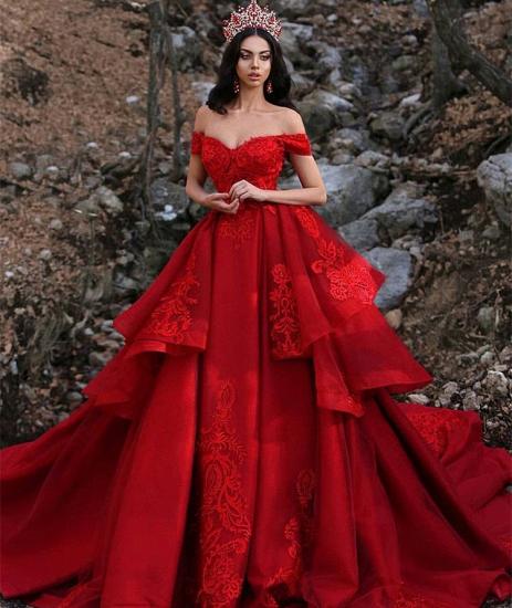 Fashion Abendkleider Lang Rot | A  Linie Abendkleid mit Spitze Online_4