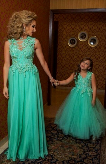 Green Cute Pretty Flower Girls Dresses Tulle Ball Gown Princess Lovely Pageant Dresses_1