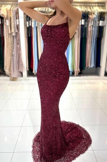 Wine Red Long Evening Dresses Cheap | Glitter prom dresses_3